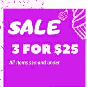 Sale! For items priced $20 or less, add 3 to your bundle for $25 total!